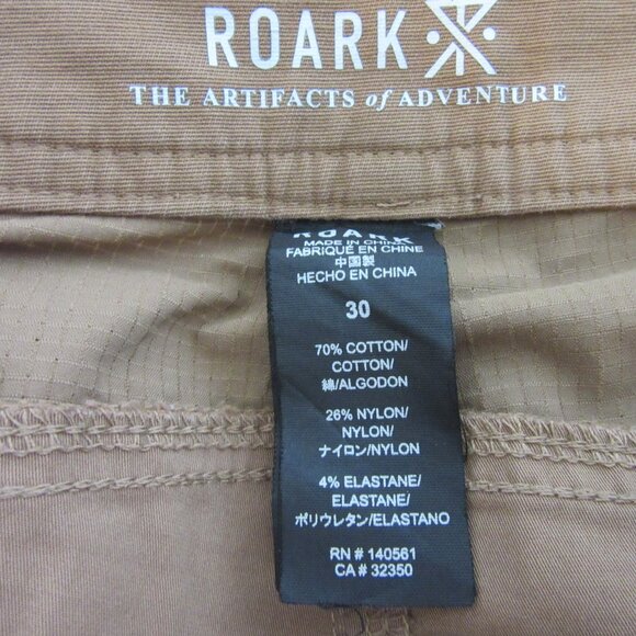 ROARK Tan Adventure Drawstring & Zip Closure Pockets 30 Pants - Picture 3 of 3